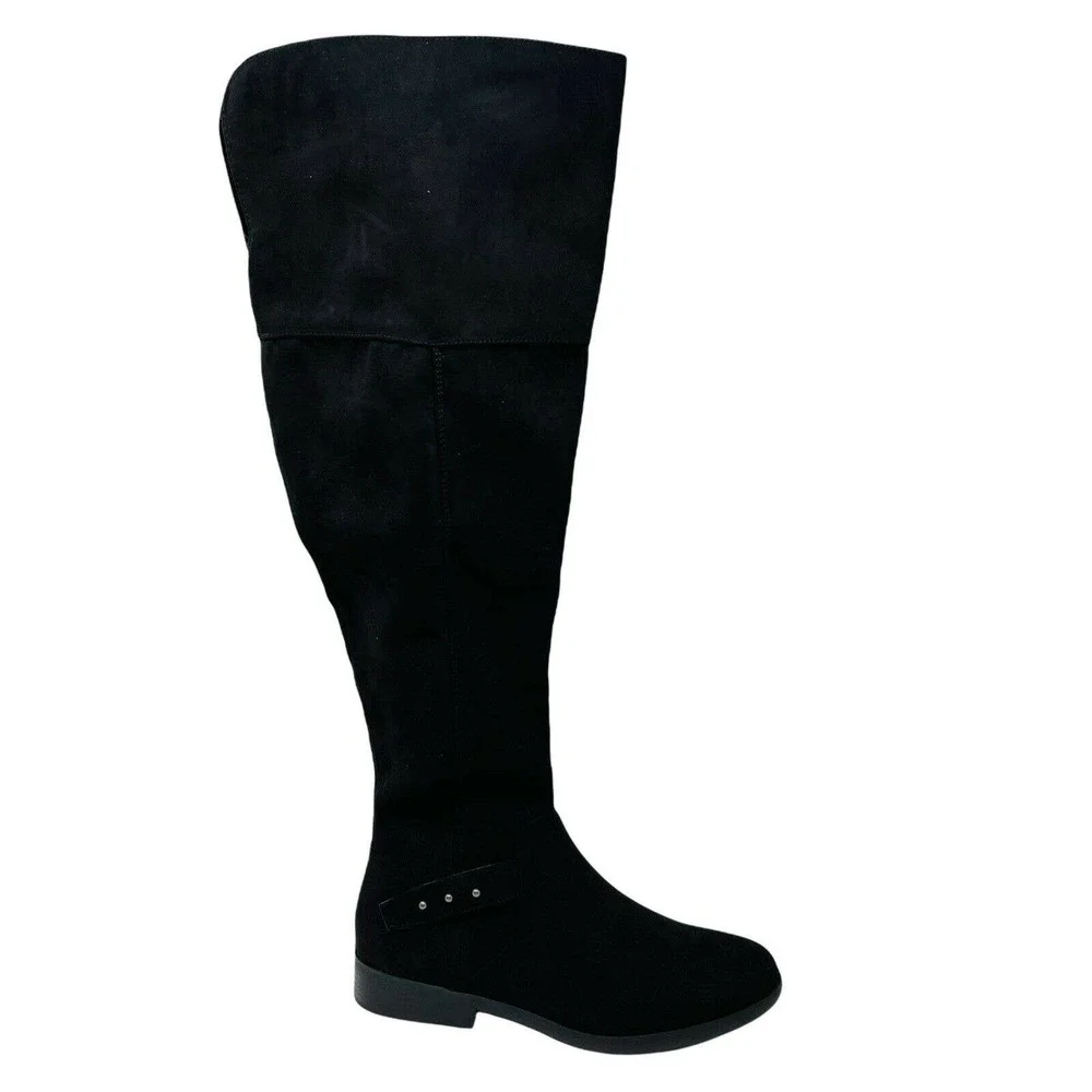 New Style & Co. Womens Lessah Vegan Closed Toe Over Knee‎ Black 6.5M Stud NIB